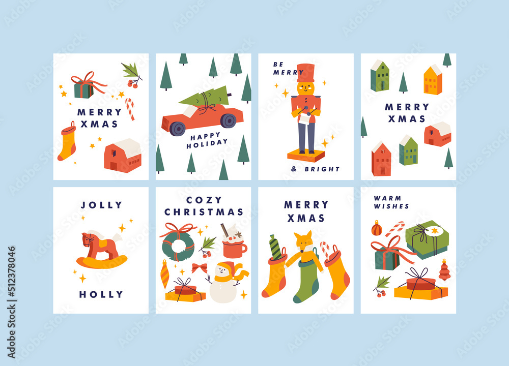 Vector set of Christmas greetings cards or party invitation posters. Xmas decorations backgrounds, Vector set of Christmas greetings cards or party invitation posters. Xmas decorations backgrounds,