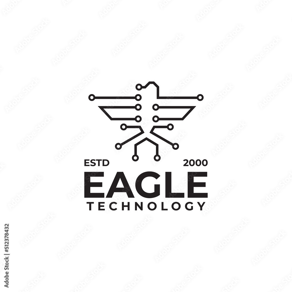 Eagle bird technology logo design template