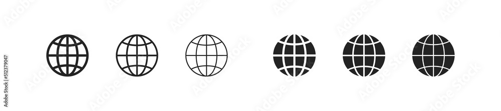Web earth icon. Globe symbol. Simple outline world icons. Language icons set. Web earth icon. Globe symbol. Simple outline world icons. Language icons set.