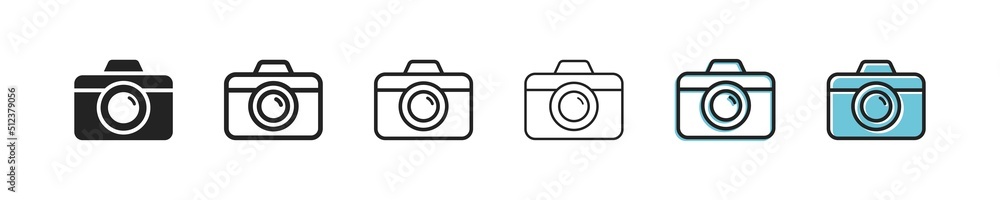 Camera icon. Photography symbol. Simple outline photo icons. Camera icons set. Camera icon. Photography symbol. Simple outline photo icons. Camera icons set.