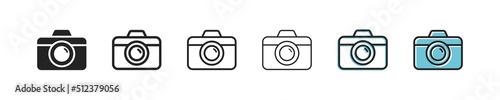 Camera icon. Photography symbol. Simple outline photo icons. Camera icons set.