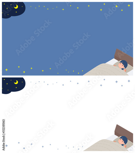 睡眠についての背景デザインナチュラルスタイル女性のセット