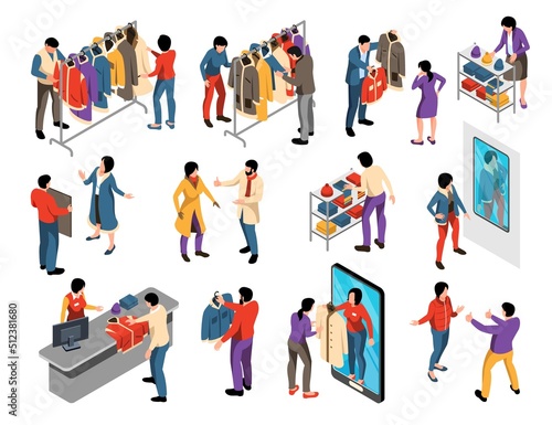 Isometric Outerwear Store Icons