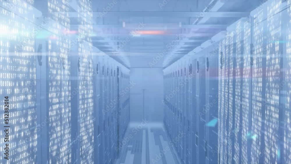 Animation of lights and data processing over servers Animation of lights and data processing over servers