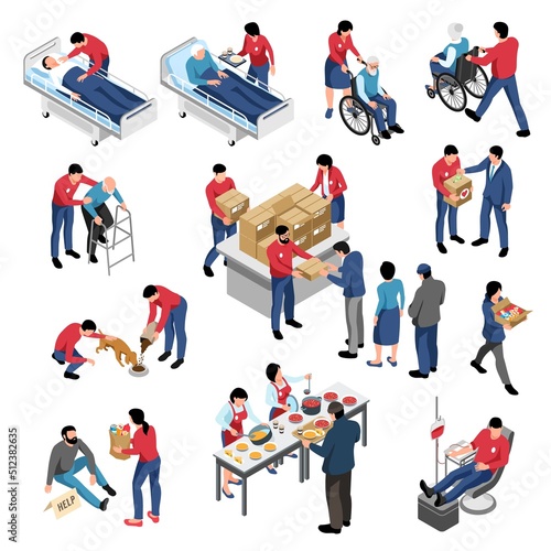 Volunteering Isometric Set