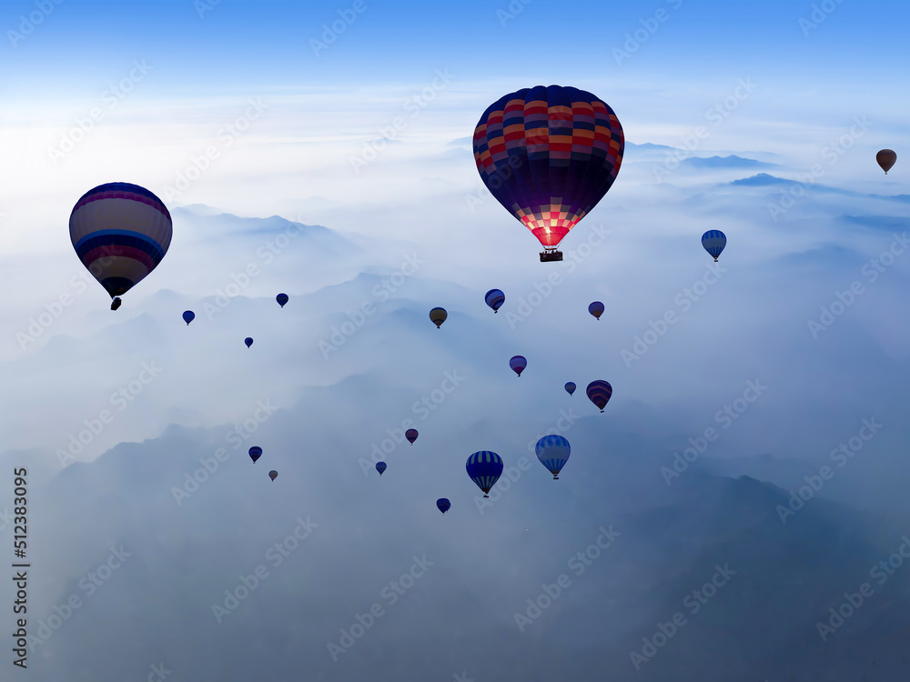 Fototapeta premium hot air balloons in the sunset 