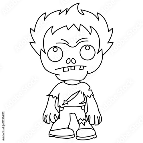 Cute zombie set cartoon coloring page illustration vector. For kids coloring book.