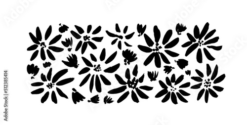 Fotografiet Simple spring flowers hand drawn vector set