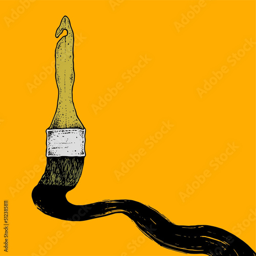 paintbrush stroke on yellow background