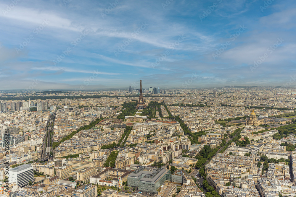 Panoramic cityscape of Paris with the Eiffel Tower