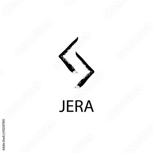 Rune Jera. Hand drawn wax chalk, texture glyphs.