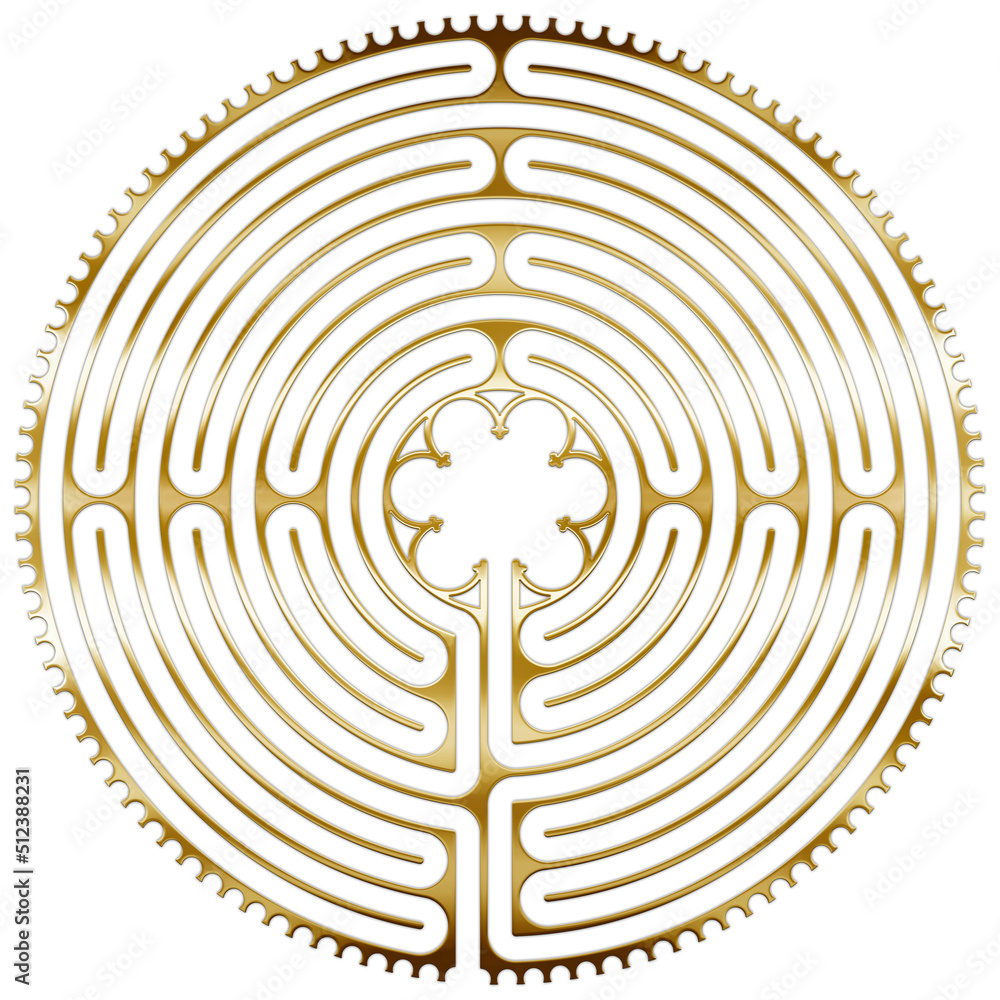 Labyrinth of the cathedral of Chartres, France, illustration on the white background Labyrinth of the cathedral of Chartres, France, illustration on the white background