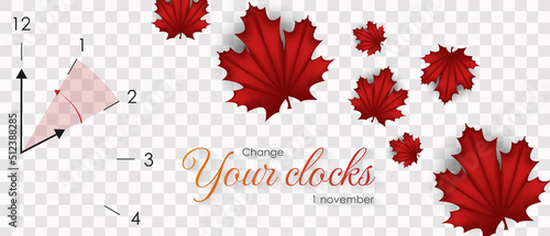 Set the clock to daylight saving time ends. Vector illustration with message