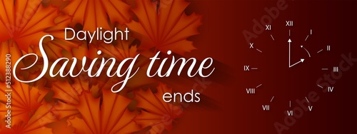 Set the clock to daylight saving time ends. Vector illustration with message
