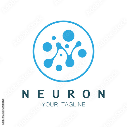 Neuron logo or nerve cell logo design,molecule logo illustration template icon with vector concept