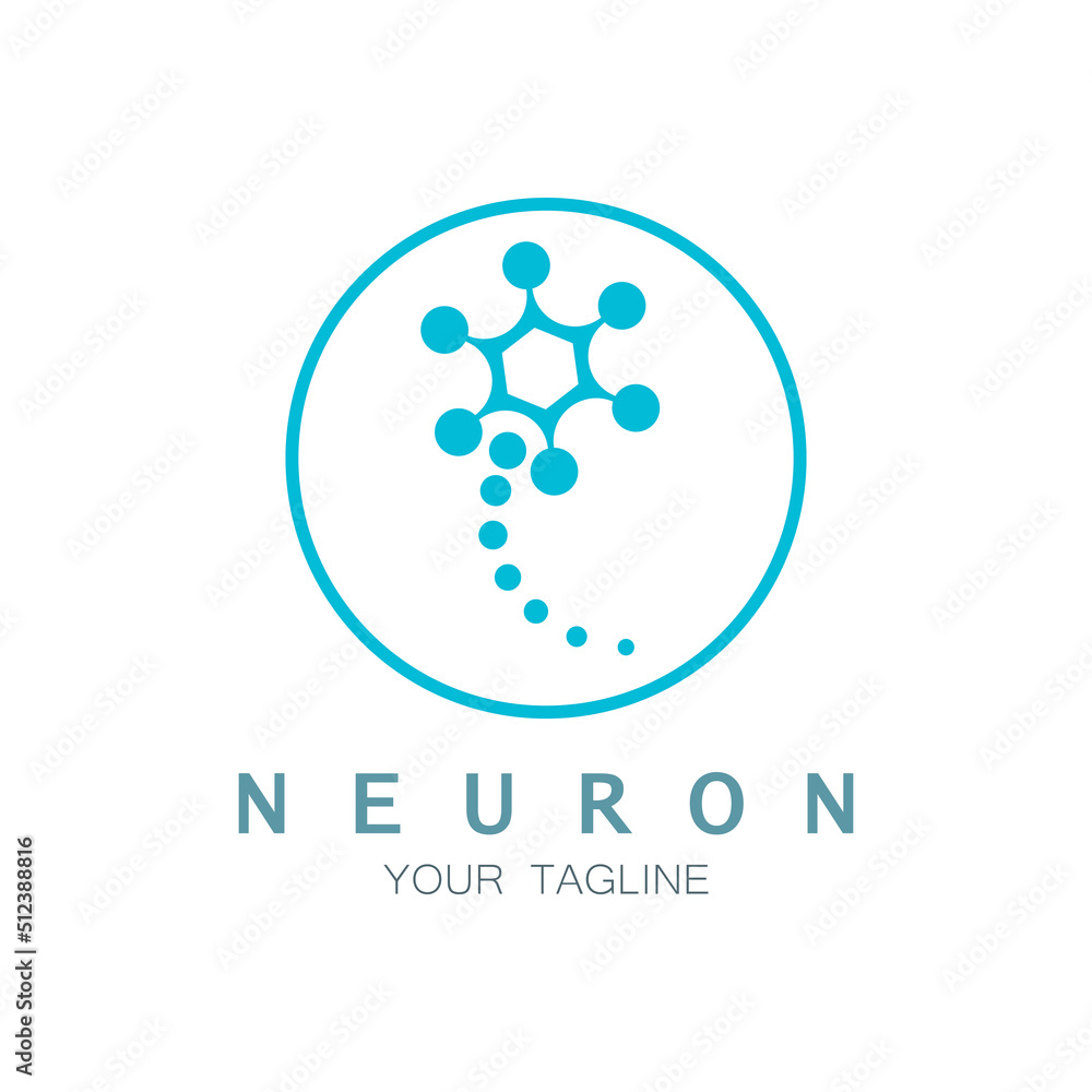 Neuron logo or nerve cell logo design,molecule logo illustration template icon with vector concept