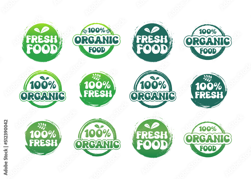 Obraz premium Healthy fresh organic food stickers or labels design set
