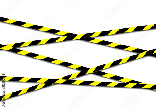 Warning and danger crossed tapes isolated. Police and crime lines. Caution tape. Seamless barrier tape. Vector illustration