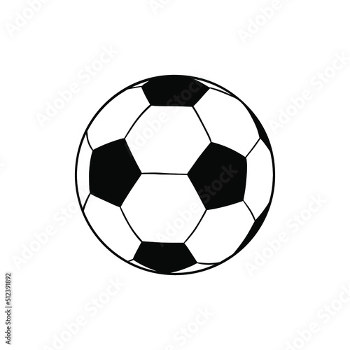 Football ball flat simple illustration. Black and white ball.