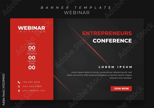 banner template in black background design for webinar invitation or online advertising design
