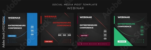 Set of social media post template in black background for online advertisement design