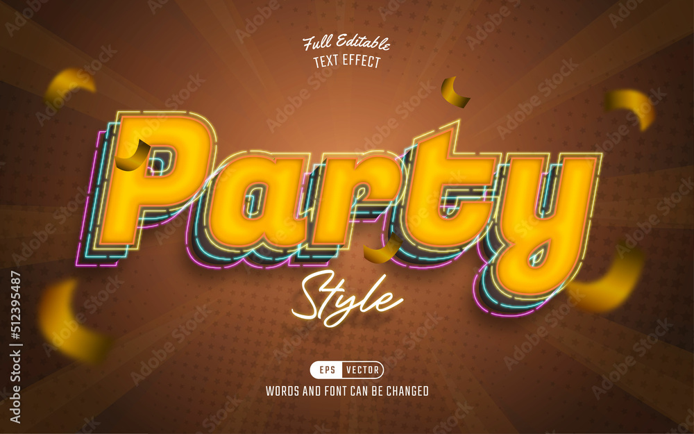 Text Effect Party with Colorful Style and Gradient Background