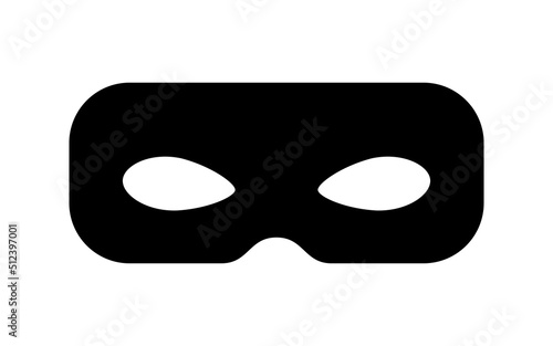 Mask bandit thief or superhero carnival vector icon. Black masquerade costume eye mask silhouette hidden gangster burgar face. Simple design incognito theatre party masque shape clip art illustration.