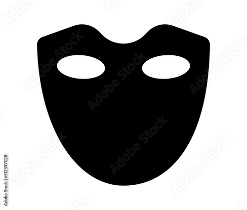 Mask superhero or bandit villain vector icon. Black masquerade costume eye mask silhouette hidden criminal burgar face. Simple design incognito theatre party masque shape clip art illustration.