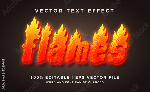 Flames 3d editable text effect style template