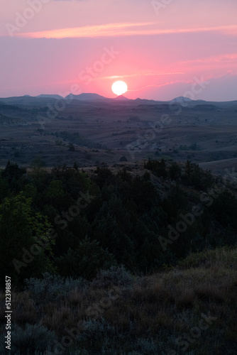 Sun sets over Teddy Rosevelt National Park