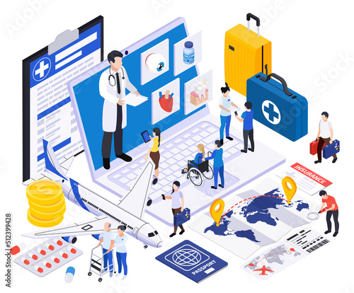 Tourism Insurance Isometric Composition