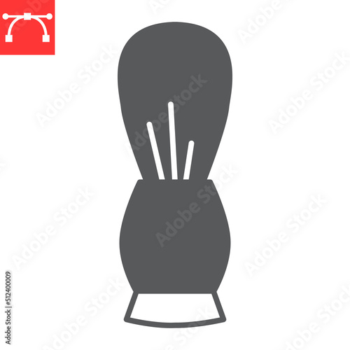 Shaving brush glyph icon, barber and clean, shave brush vector icon, vector graphics, editable stroke solid sign, eps 10.