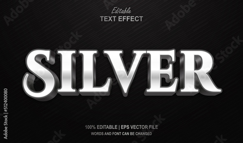 Silver Editable Text Effect 3D Style Luxury