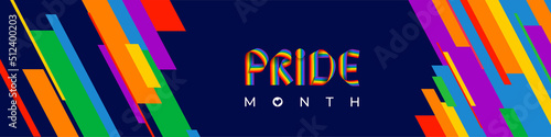 Pride, LGBT flag. Poster horizontal banner or Rainbow flag of LGBT. Colorful rainbow lgbt flag for pride. Vector Illustration print for t-shirt of rainbow six colors flag with pride on background.
