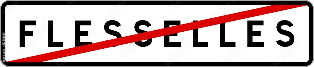 Panneau sortie ville agglomération Flesselles / Town exit sign Flesselles Panneau sortie ville agglomération Flesselles / Town exit sign Flesselles
