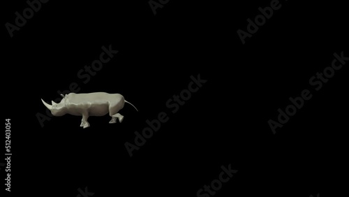 Plastic Rhino Toy Running animation.Full HD 1920×1080.7 Second Long.Transparent Alpha video. photo