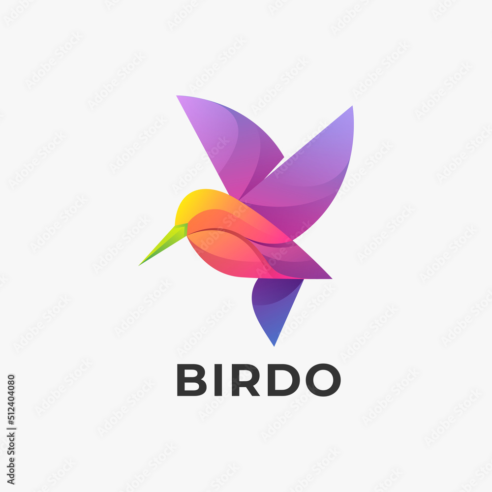 bird fly colorful logo