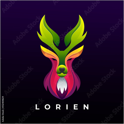 deer head colorful logo