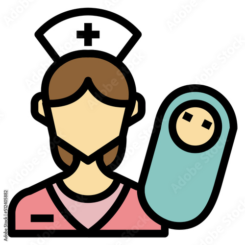 Midwife outline filled color Icon
