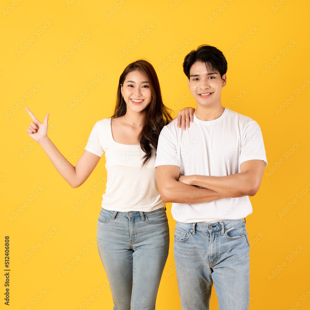 couple, isolated, yellow, asian, beautiful, smart, white, jeans, together, two, love, teenage, girlfriend, people, man, casual, happy, boyfriend, woman, fun, family, guy, young, male, background, frie couple, isolated, yellow, asian, beautiful, smart, white, jeans, together, two, love, teenage, girlfriend, people, man, casual, happy, boyfriend, woman, fun, family, guy, young, male, background, frie