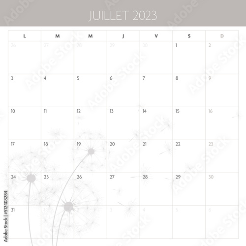 French July 2023 calendar © Orkidia