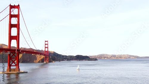 The Golden Gate Bridge in San Francisco and a passing yacht
