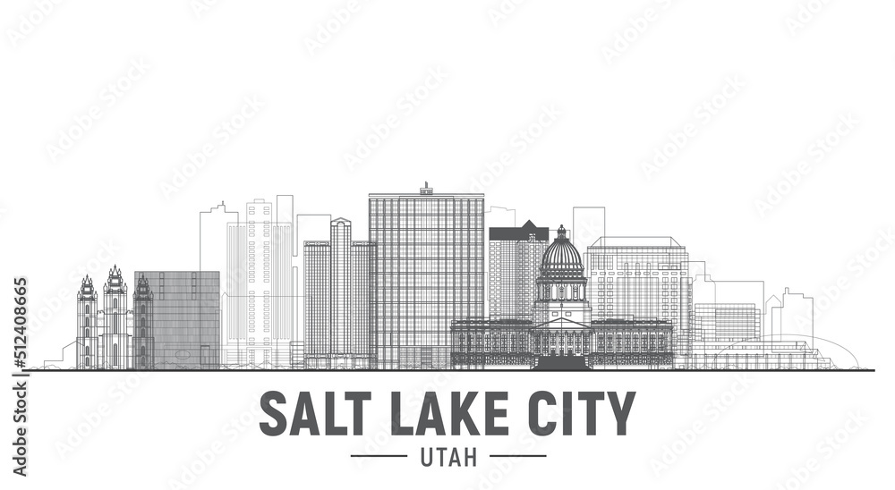 Salt Lake City line skyline Vector illustration. Stroke