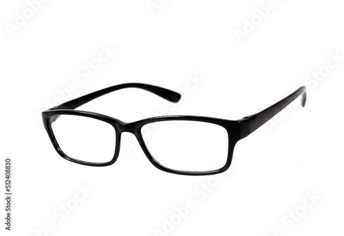 black eyeglass legs isolated on white background