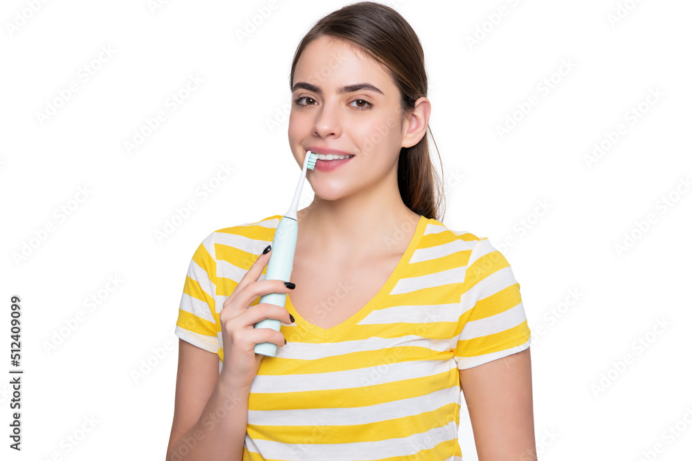 happy young girl with toothbrush isolated on white background happy young girl with toothbrush isolated on white background