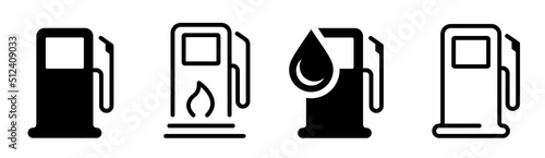 Fuel icon set. Gas station icons or signs. Engine oil icon symbol. Transport collection, petrol fuel. Vector illustration