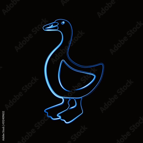 Vector illustration of a goose with a neon effect.
