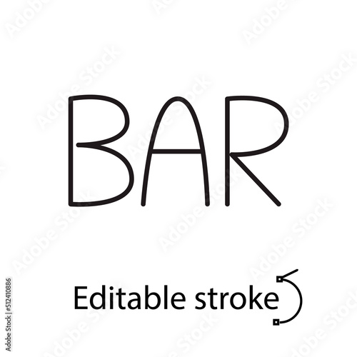 Bar outline text. Slot machine emblem. Casino idea. Editable stroke. Isolated vector stock illustration photo