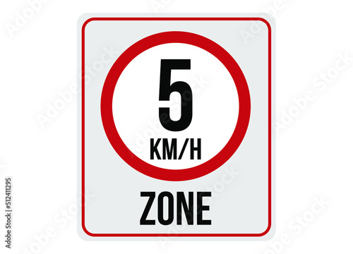 5km/h speed limit zone. Vector illustration.
