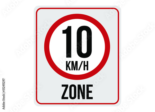 10km/h speed limit zone. Vector illustration.